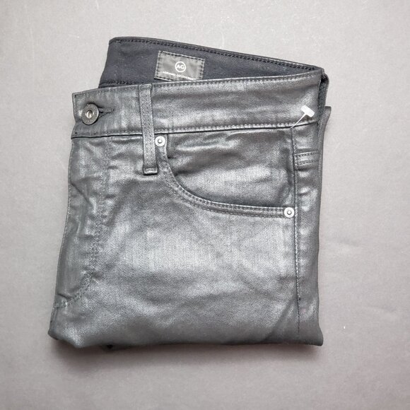 AG Adriano Goldschmied The Farrah Skinny Distressed Women's 27 Black Leatherette - Picture 16 of 16